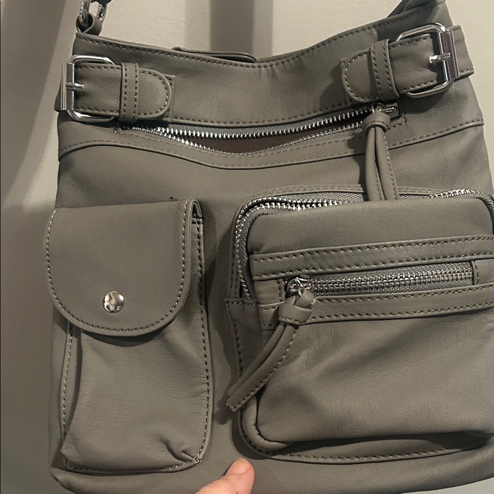 Chic Gray Women's Messenger Bag - Picture 3 of 7